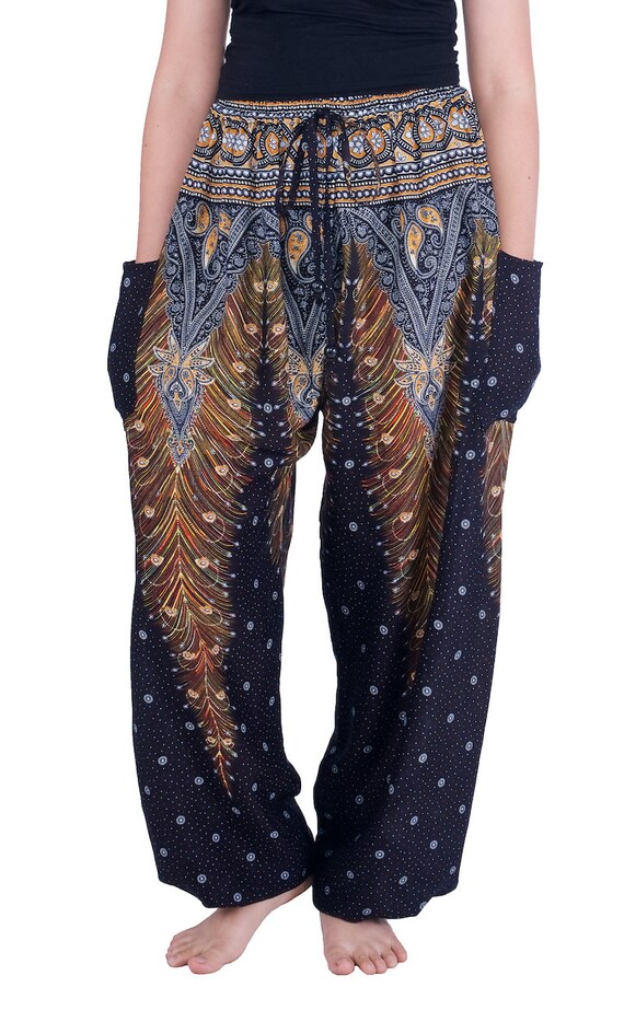 PEACOCK YOGA PANTS Rayon Fabric Pants 