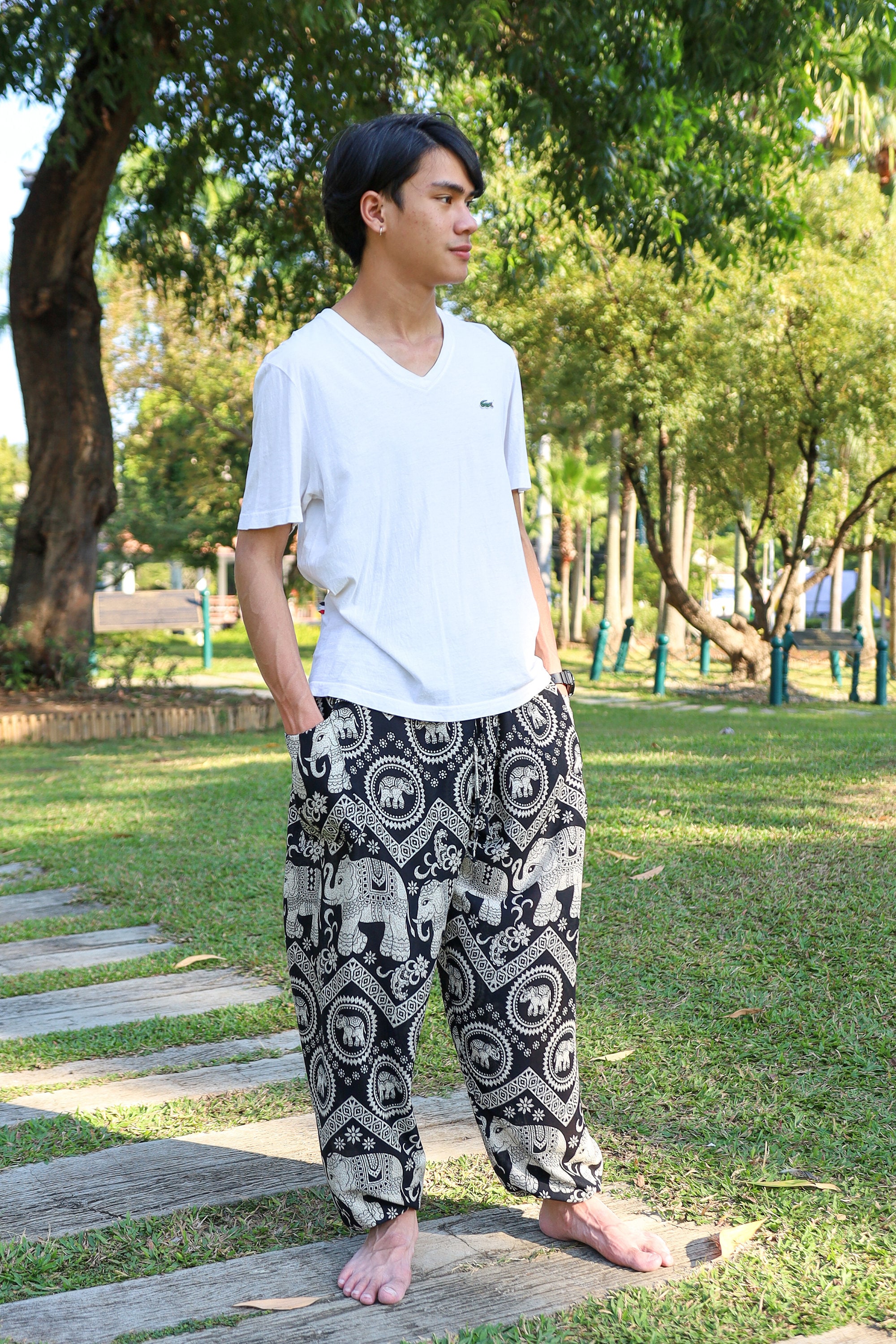 BLACK ELEPHANT PANTS Mens Flowy Harem Pants Gift for Him Comfy Bohemian Trousers for Yoga Dance Festival Wear Hippie Pants With Pocket Etsy Denmark