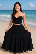 Black Cotton Maxi Skirt: Flowy Ruffle Boho Skirt, Plus Size Available product logo