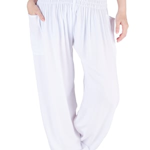 WHITE HAREM PANTS Boho Flowy Yoga Pants Hippie Trousers - Etsy