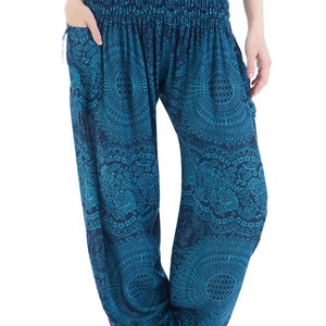 Teal Harem Yoga Pants Women Hippie Pant Loungewear Boho Trousers Loose Festival Clothing Summer Clothes Beach Wear Birthday Gift for Her image 3