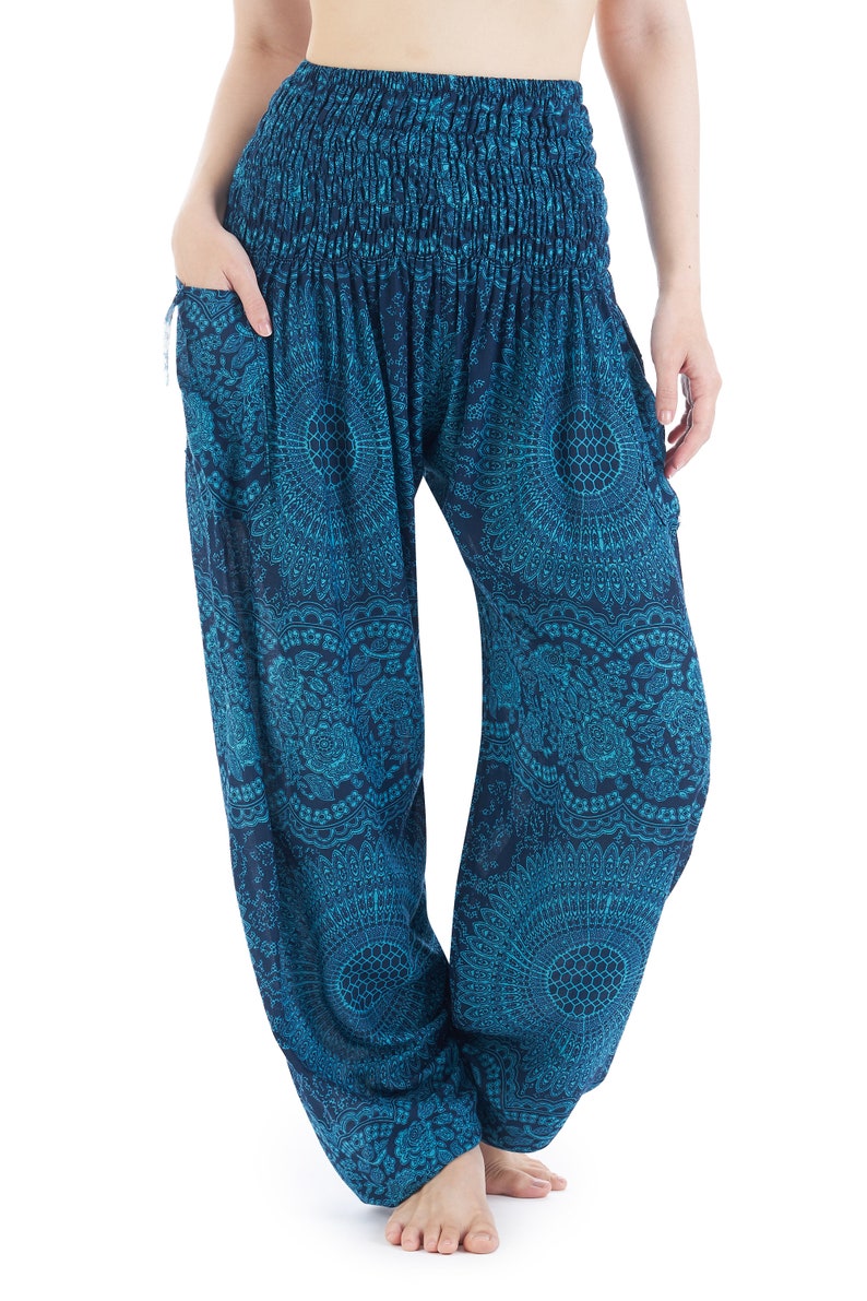 Teal Harem Yoga Pants Women Hippie Pant Loungewear Boho Trousers Loose Festival Clothing Summer Clothes Beach Wear Birthday Gift for Her image 3