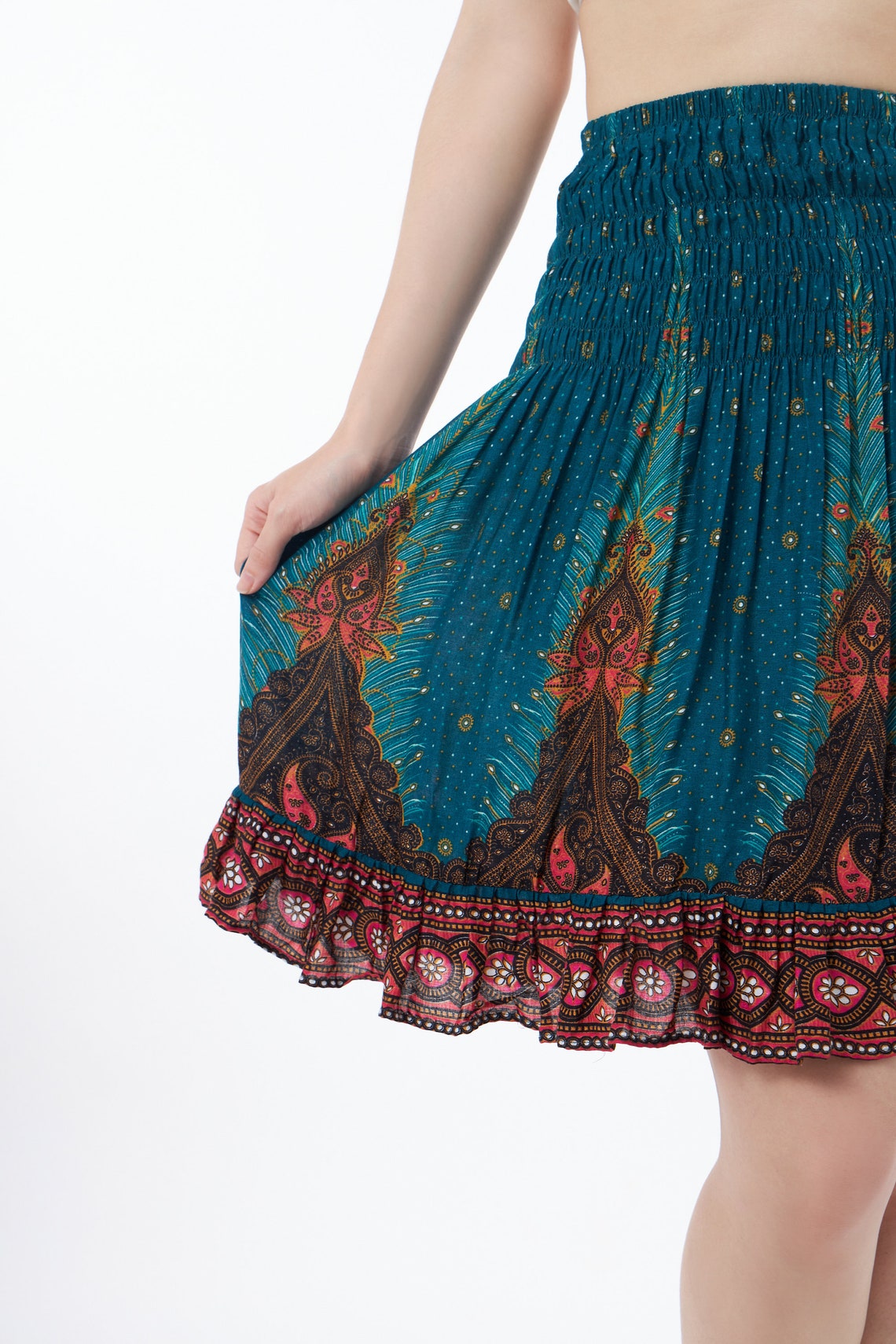 FLOWY HIPPIE SKIRT Women Ruffle Mini Skirts With High Waist Etsy