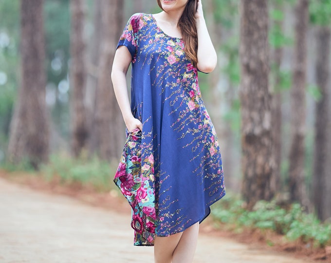 Boho Rayon Dress with Pockets: Women's Festival Sundress