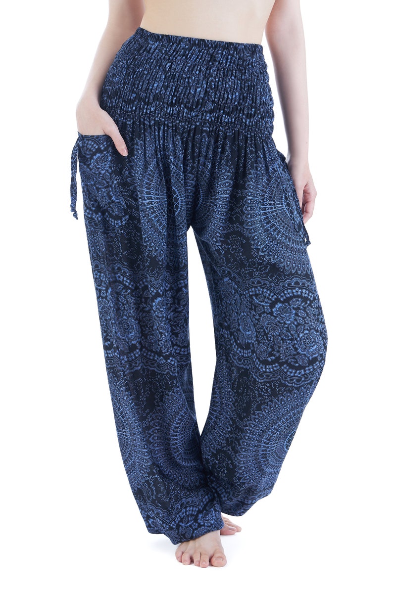 Sarouel bleu foncé pour femme pantalon hippie confortable, pantalon de détente, festival de yoga ample, vêtements d'été, vêtements de plage bohème cadeau pour elle image 3