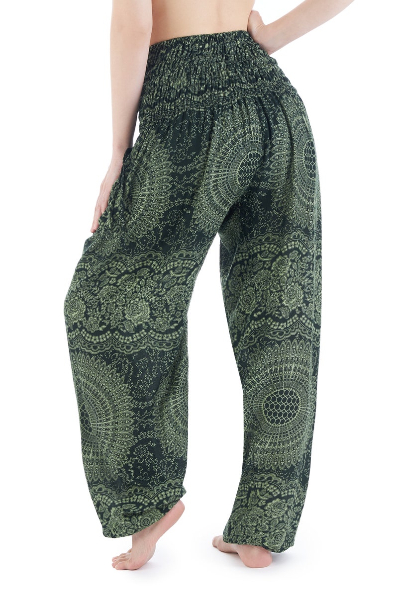 Green Boho Harem Yoga Pants Women Comfy Hippie Pant Loungewear Trousers Loose Festival Summer Clothes Beach Wear Birthday Gift for Her image 4