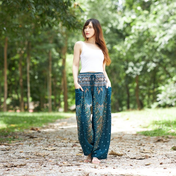 Boho harembroek voor dames kleine tot grote maten hippiebroek met trekkoord zomerkleding voor festival Thaise broek Etsy Nederland