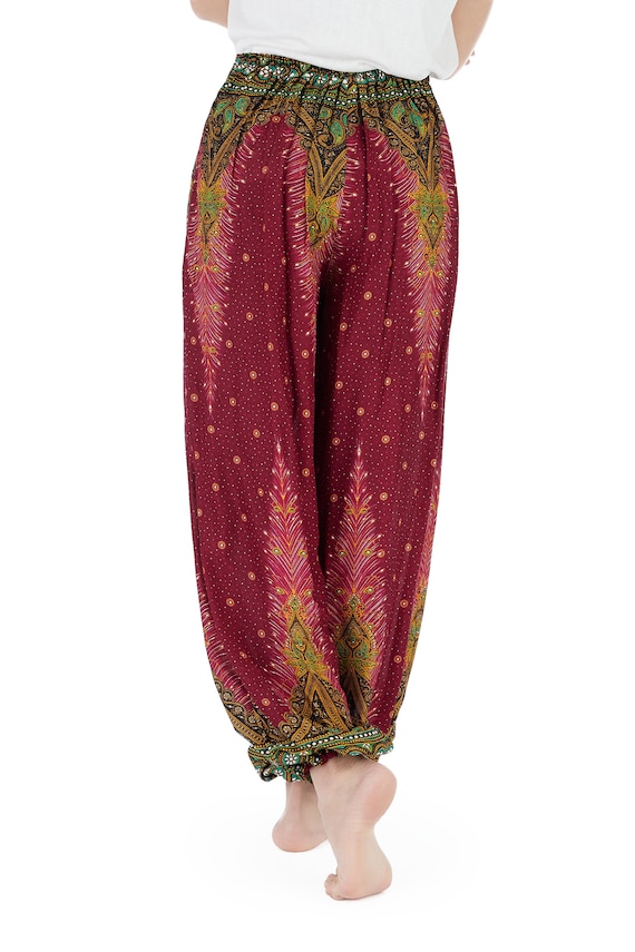 WOMEN FLOWY PANTS Burgundy Harem Hippie Trousers Petite to Plus Sizes Boho  Fall Pants Girls Festival Pants Lounge Loose Balloon Pant -  Canada