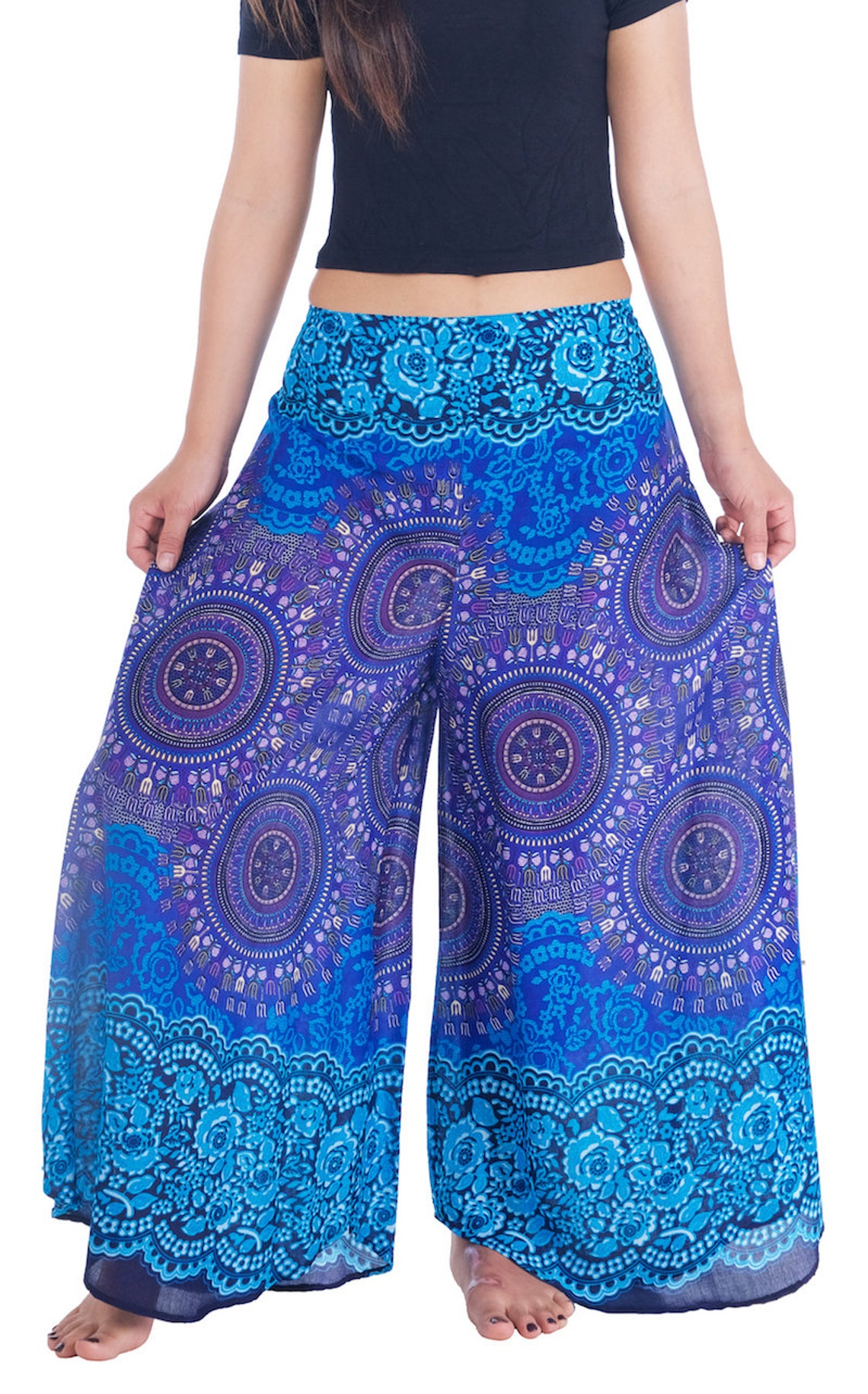 BLUE HIGH WAISTED Palazzo Pants Petite Small to Plus Sizes - Etsy