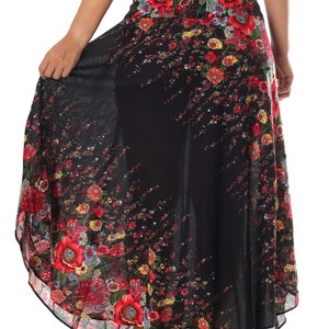 Boho Maxi Skirts For Women - Floral Thai Skirt for Summer Festival - Long Rayon Hippie Skirt Bohemian Womens Clothing - High Waist Skirt image 3