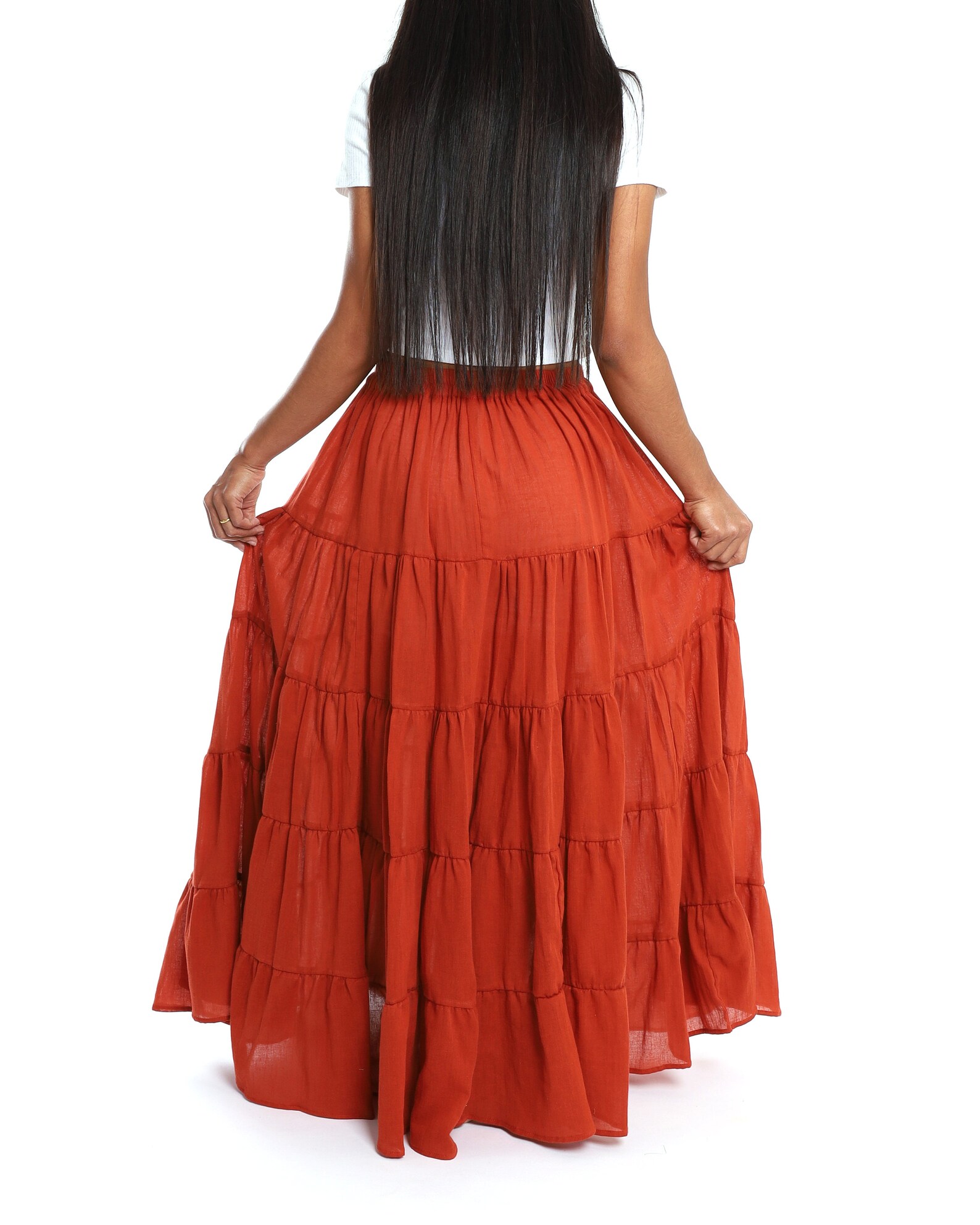 ORANGE MAXI SKIRT Flowy Long Dress Soft Comfy Plus Size Etsy