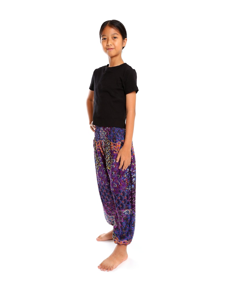 PURPLE GIRLS BOYS Harem Pants Baby Boy Clothes Kids Genie Pants Children Boho Pants Light Weight Summer Trousers Girls Clothes image 5