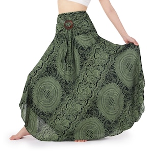 Groene lange maxirok voor dames hippiekleding - Boho-jurken voor hippievrouwen - Boho-rok