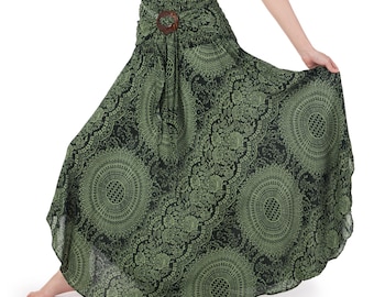 Groene lange maxirok voor dames hippiekleding - Boho-jurken voor hippievrouwen - Boho-rok