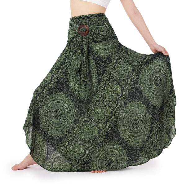 Grüner Langer Maxi Rock für Frauen Hippie Kleidung - Boho Kleider für Hippie Frauen - Boho Rock