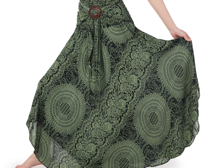 Featured listing image: Green Long Maxi Skirt for Women Hippie Clothes - Bohemian Dresses for Hippie Women - Boho Skirt