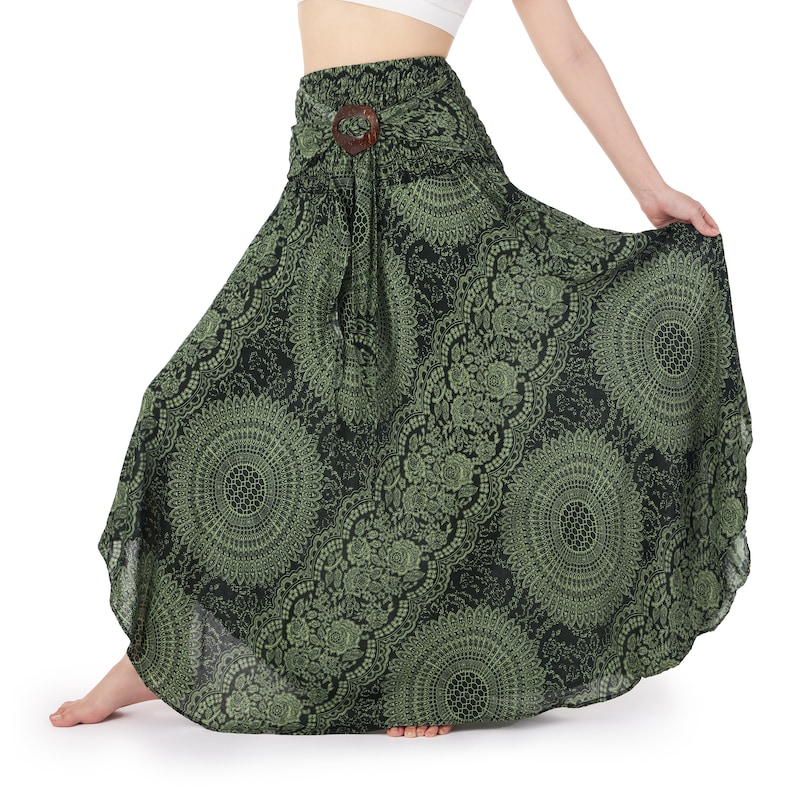 Green Long Maxi Skirt for Women Hippie Clothes Bohemian Dresses for Hippie Women Boho Skirt zdjęcie 1