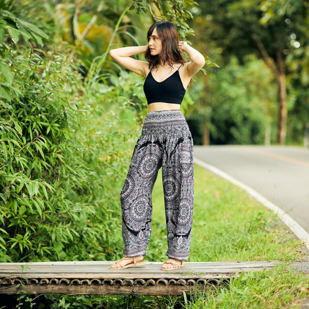 Mandala Baggy Harem Pants Black