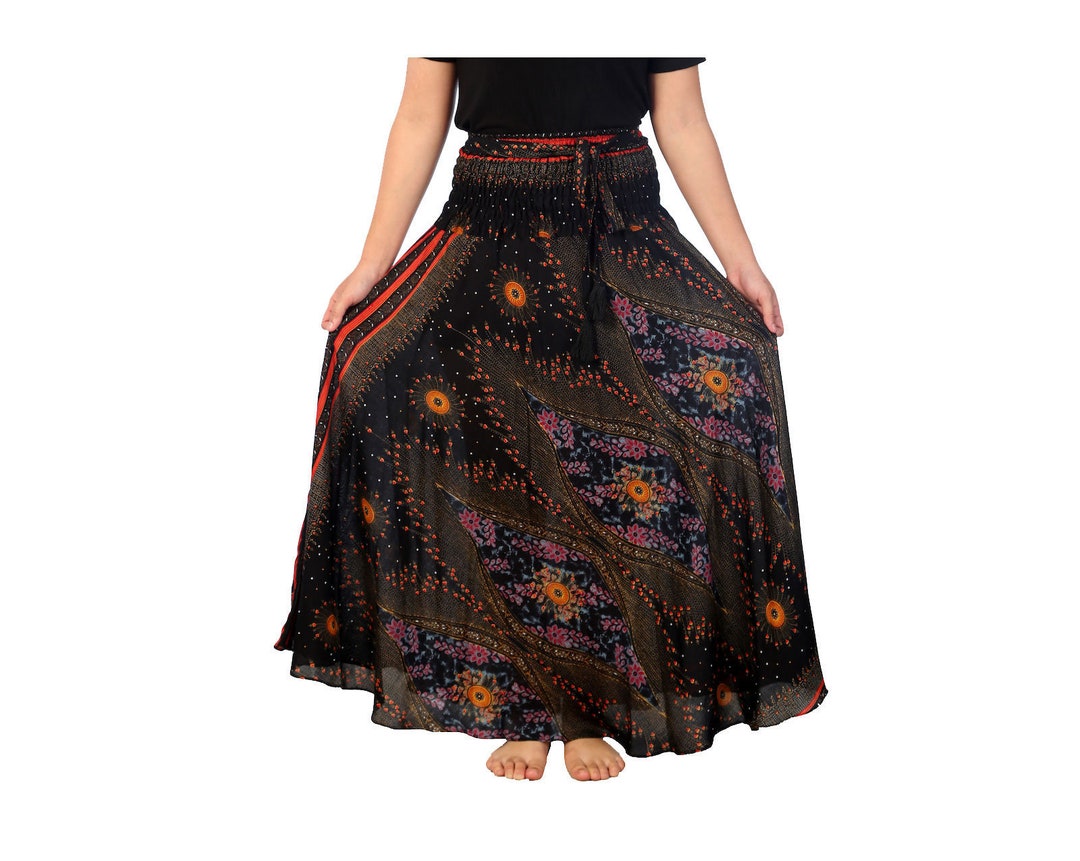 WOMENS LONG BLACK Maxi Skirt Bohemian Gypsy Hippie Style - Etsy