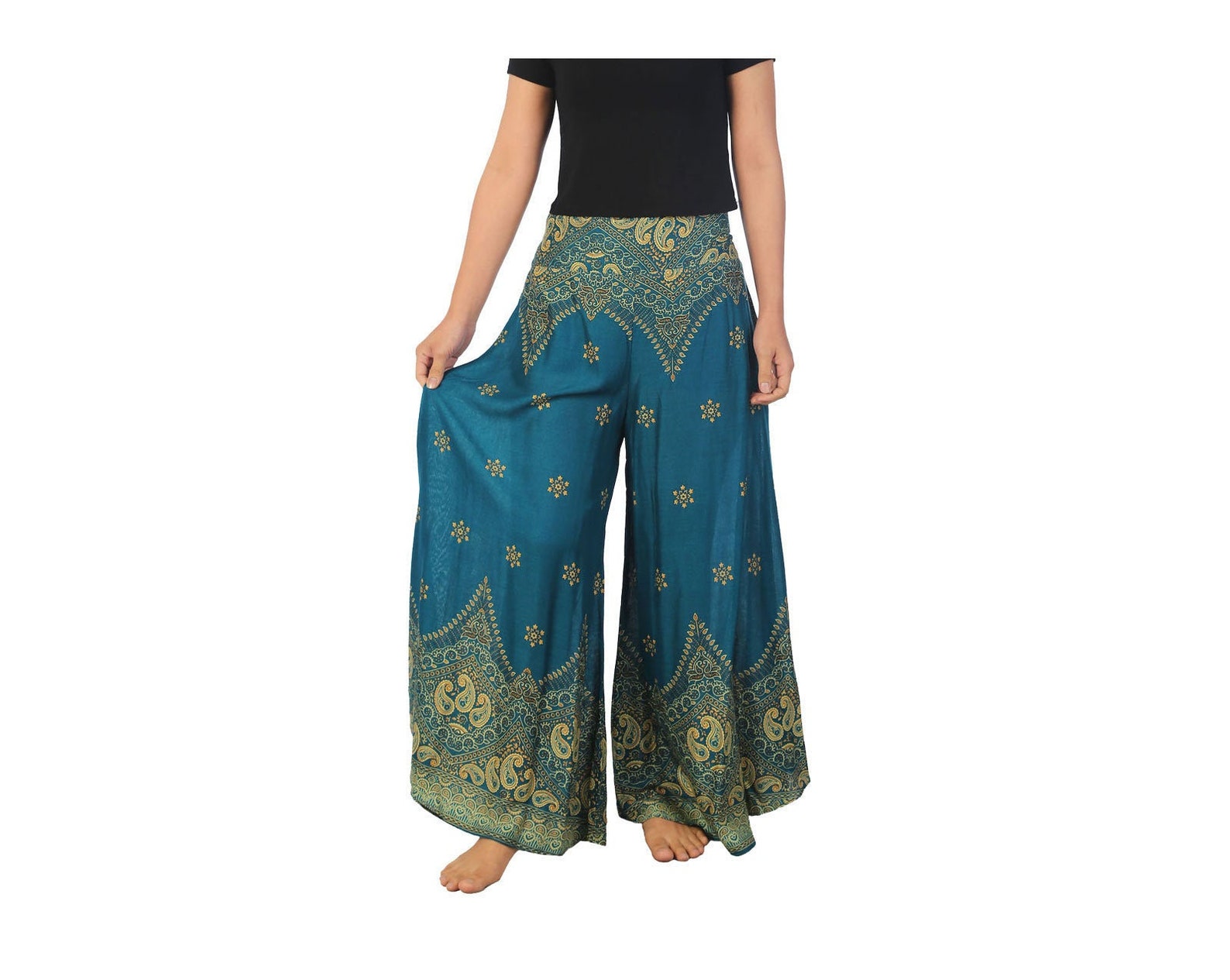 WOMENS TEAL PALAZZO Pants Small to Plus Size Wide Leg Yoga - Etsy
