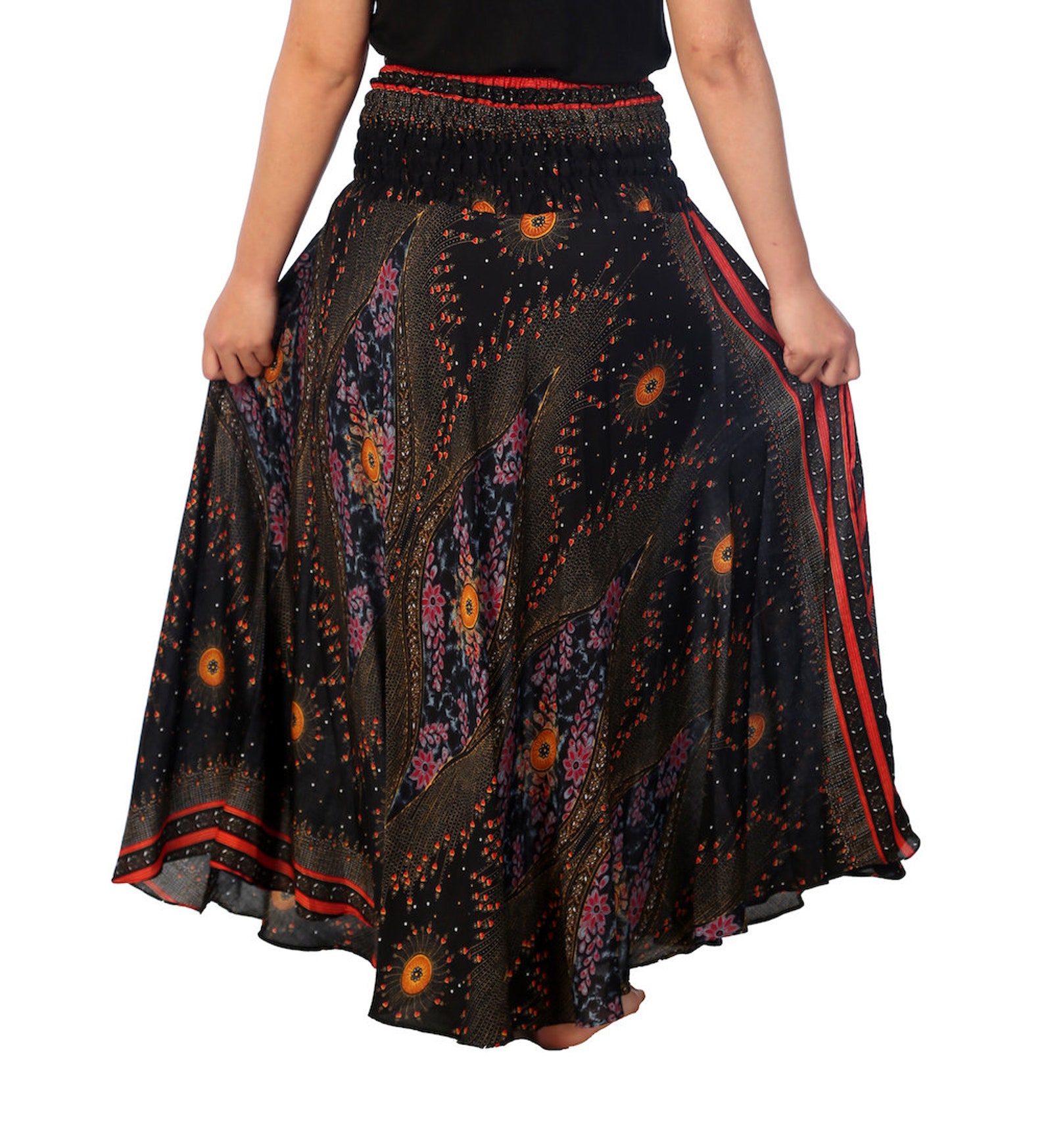 Women's Long Black Maxi Skirt Bohemian Gypsy Hippie | Etsy