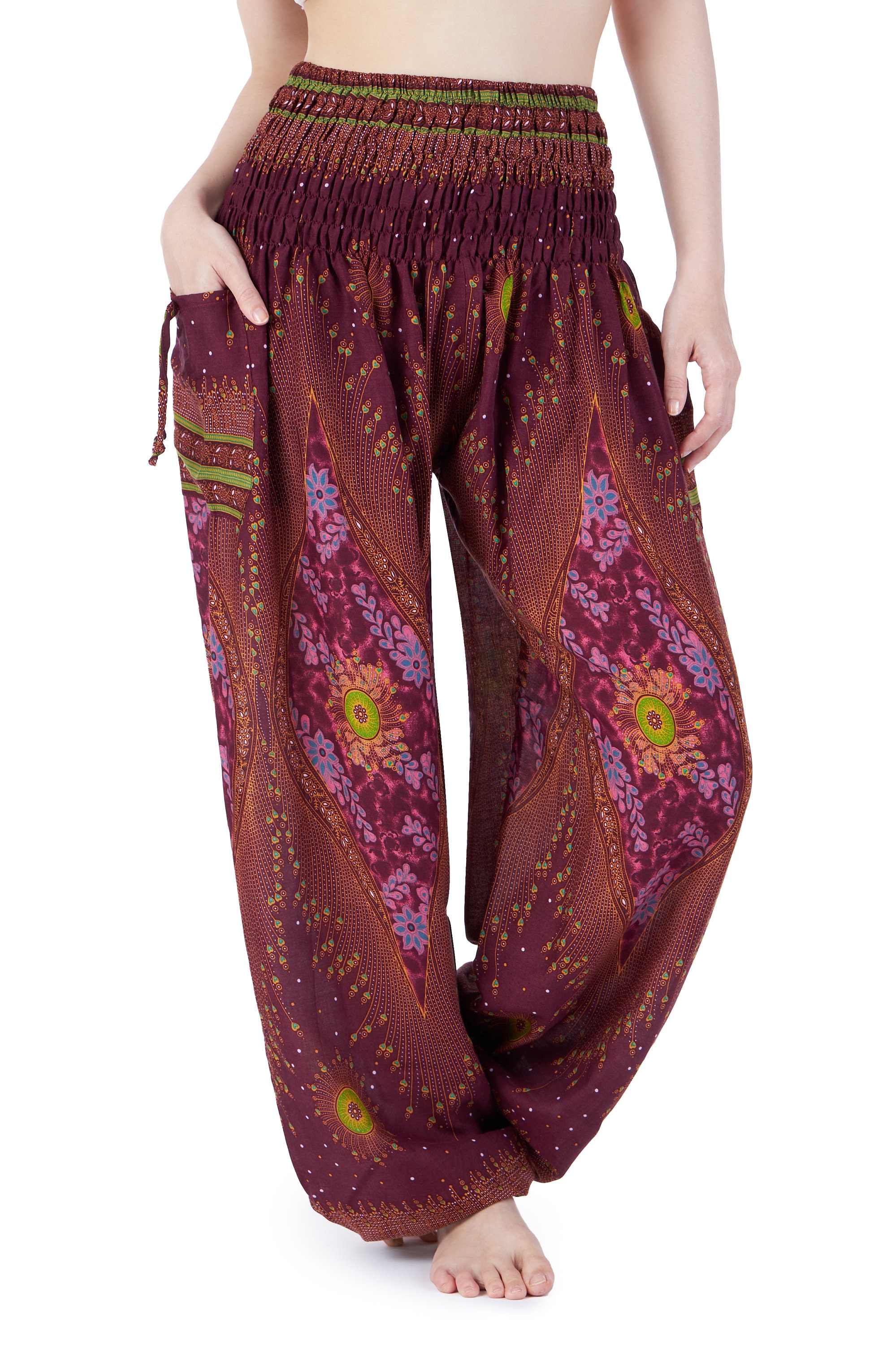 Boho Pants Harem Pants Yoga Trousers for Woman Bohemian Beach Pants, Black,  2-10 : : Clothing, Shoes & Accessories