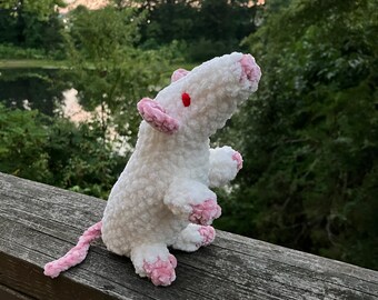 White rat, crochet white rat red eyes, albino rat