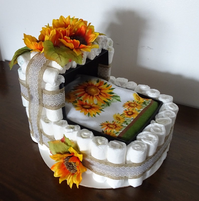 Sunflower Diaper Cake Carriage Diaper Cake Baby Etsy