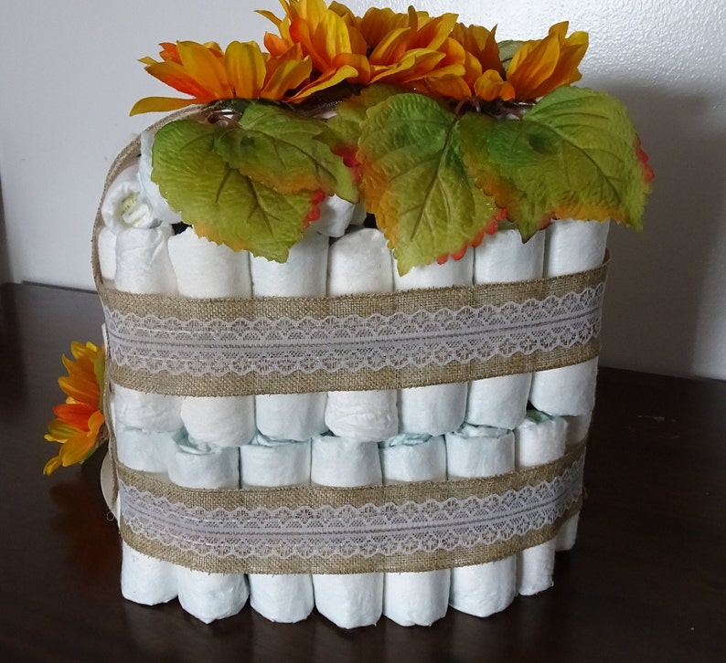 Sunflower Diaper Cake Carriage Diaper Cake Baby Etsy