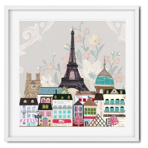 Eiffel Tower Paris Art, Paris Collage Art, Paris Wall Art, Eiffel Tower Wall Art, Eiffel Tower Print, Travel Print, Paris Canvas Wall Art