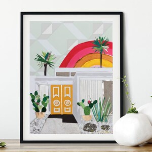 Palm Springs Wall Art, Mid Century Art, Palm Springs Poster, Yellow Door Home Art, California Print, Colorful Wall Décor, Home Gallery Décor