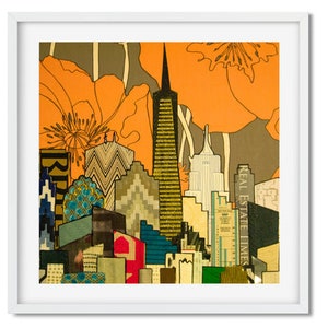 San Francisco Skyline Collage Art Print, San Francisco City Art, San Francisco&#39;s Skyline Wall Art, San Francisco Town, Home Décor Wall Art