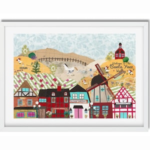 Solvang California Art Print, Solvang Village Print, Santa Barbara Art, California Wall Art, Danish Town Décor, Santa Barbara Canvas Print