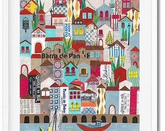 Lisbon Portugal Print, Lisbon Print, Portugal Canvas Art, Lisbon Map Art Print, Lisbon Poster, Portugal Collage Art Print, Lisbon Wall Art