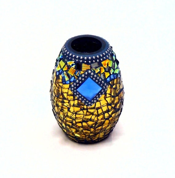 Mosaic Vase Gold Vase Mirror Vase Jeweled Vase Etsy