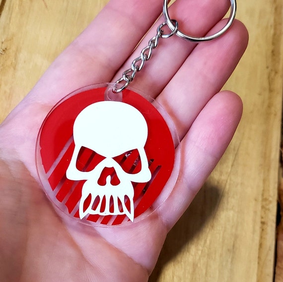 Hard rock skull keychain 2 inch acrylic key fob alien Etsy