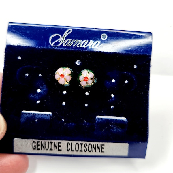 Vintage Genuine Cloisonne Stud 8mm Ball Earrings, Post for pierced ears, B1