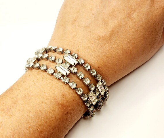 Clear Rhinestone Bracelet, Collectible Vintage Jewelry