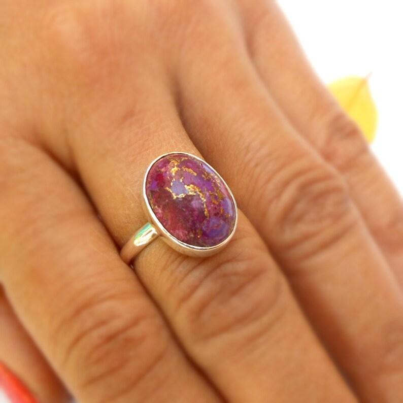 Sterling Silver Purple Mohave Turquoise Ring Purple Ring Copper Turquoise Gemstone Ring Turquoise Ring Statement Ring Sz 5 6 7 8 9 10 11