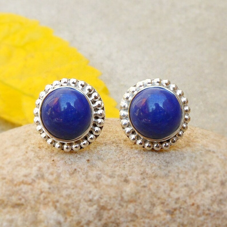 Blue Lapis Lazuli Stud Earring Lapis Gemstone Earring Lapis Etsy