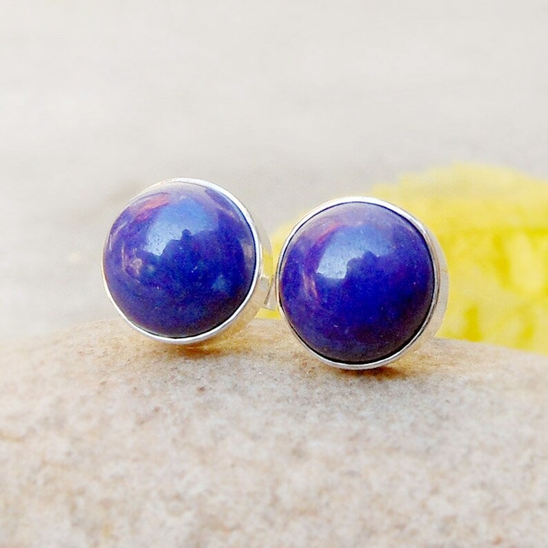 Lapis lazuli stud, Lapis earrings, Lapis stud earrings, Mothers day, Bezel stud earrings, 