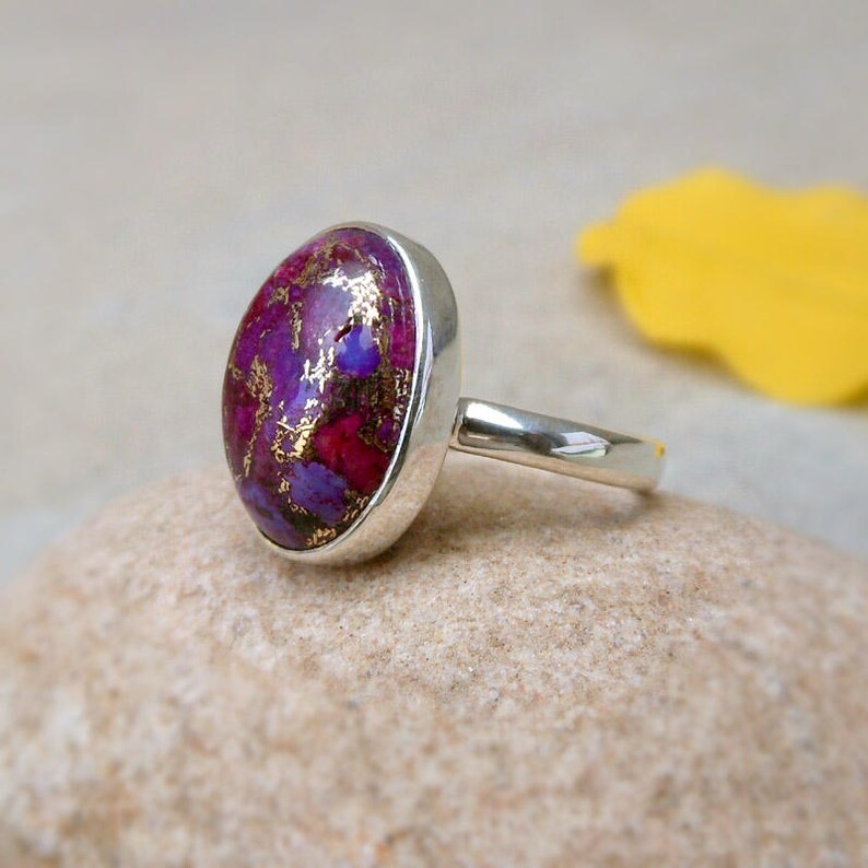 Sterling Silver Purple Mohave Turquoise Ring Purple Ring Copper Turquoise Gemstone Ring Turquoise Ring Statement Ring Sz 5 6 7 8 9 10 11