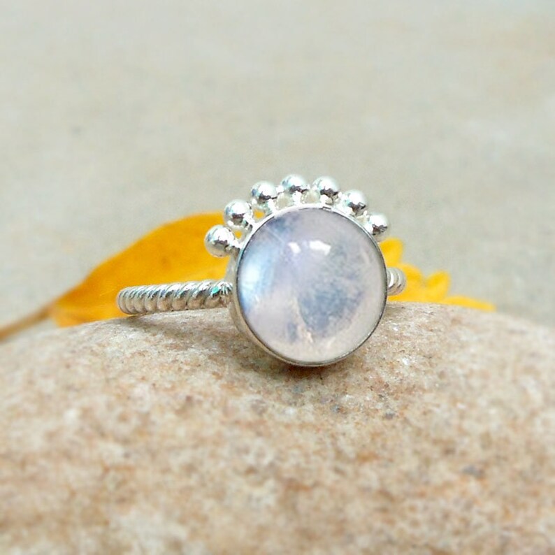 Argent 925 toutes les tailles feu bleu naturel pierre de lune bague pour femme