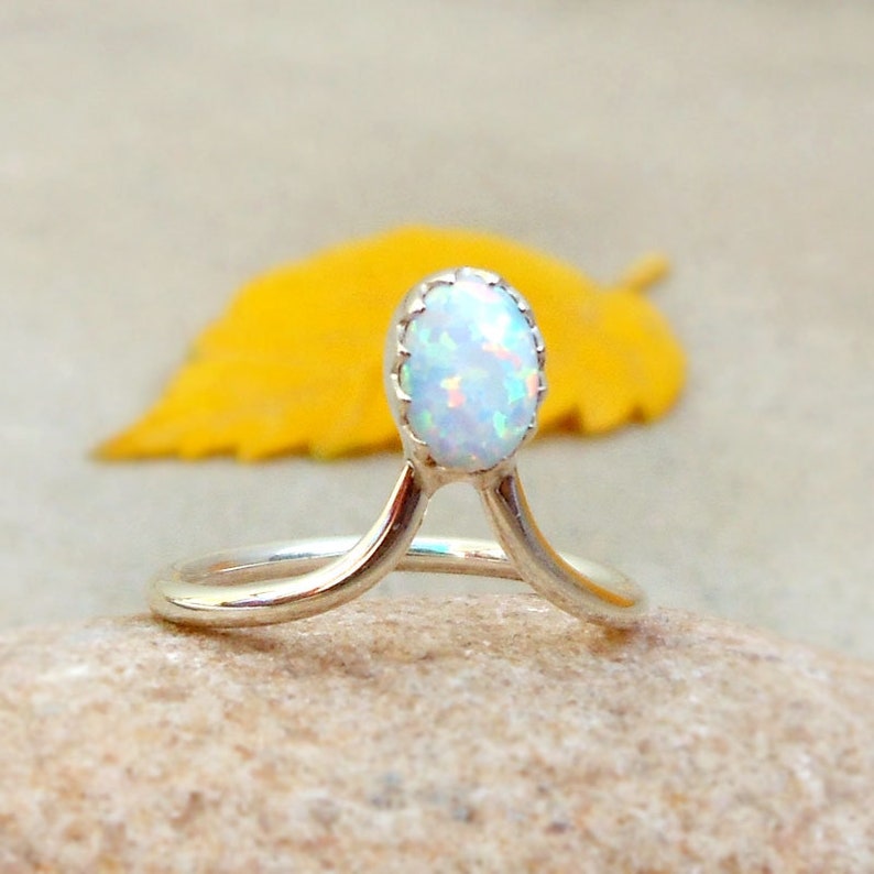 925 Solid Silver Oval Ethiopian Opal Ring Rainbow Gemstone Fire Opal 
