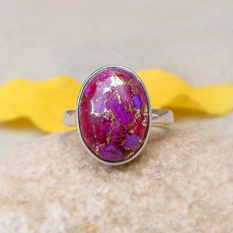 Sterling Silver Purple Mohave Turquoise Ring Purple Ring Copper Turquoise Gemstone Ring Turquoise Ring Statement Ring Sz 5 6 7 8 9 10 11
