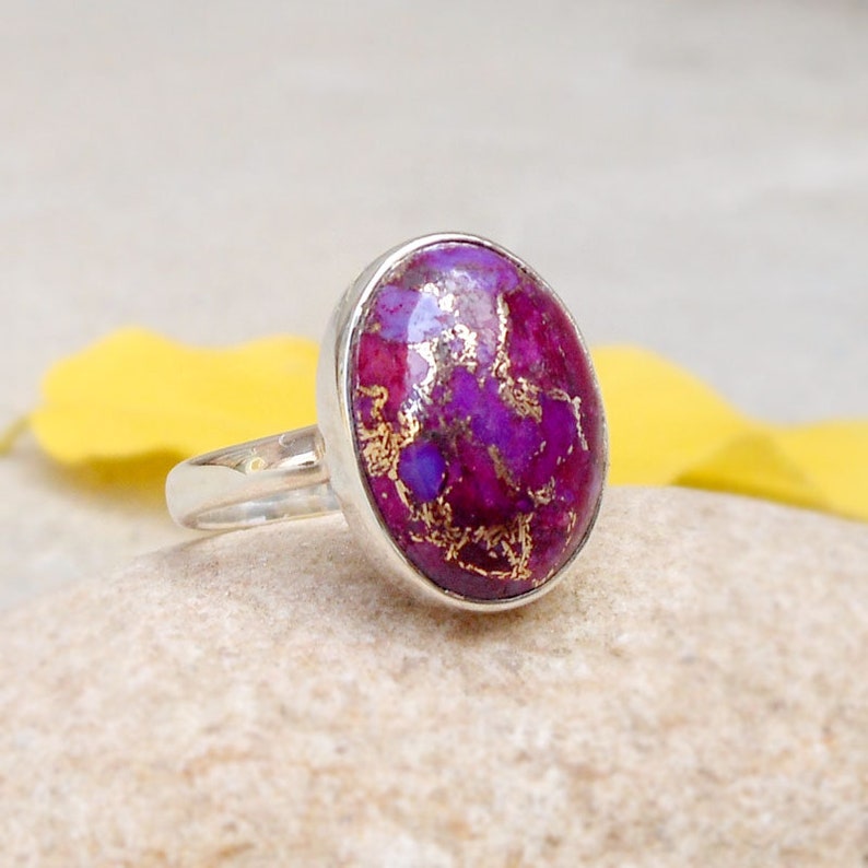 Sterling Silver Purple Mohave Turquoise Ring Purple Ring Copper Turquoise Gemstone Ring Turquoise Ring Statement Ring Sz 5 6 7 8 9 10 11