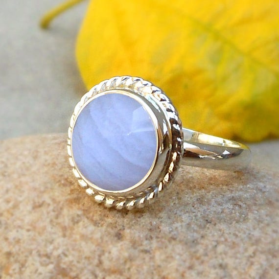 Blue Lace Agate Ring Blue Lace Agate Jewelry Blue Lace Agate Etsy