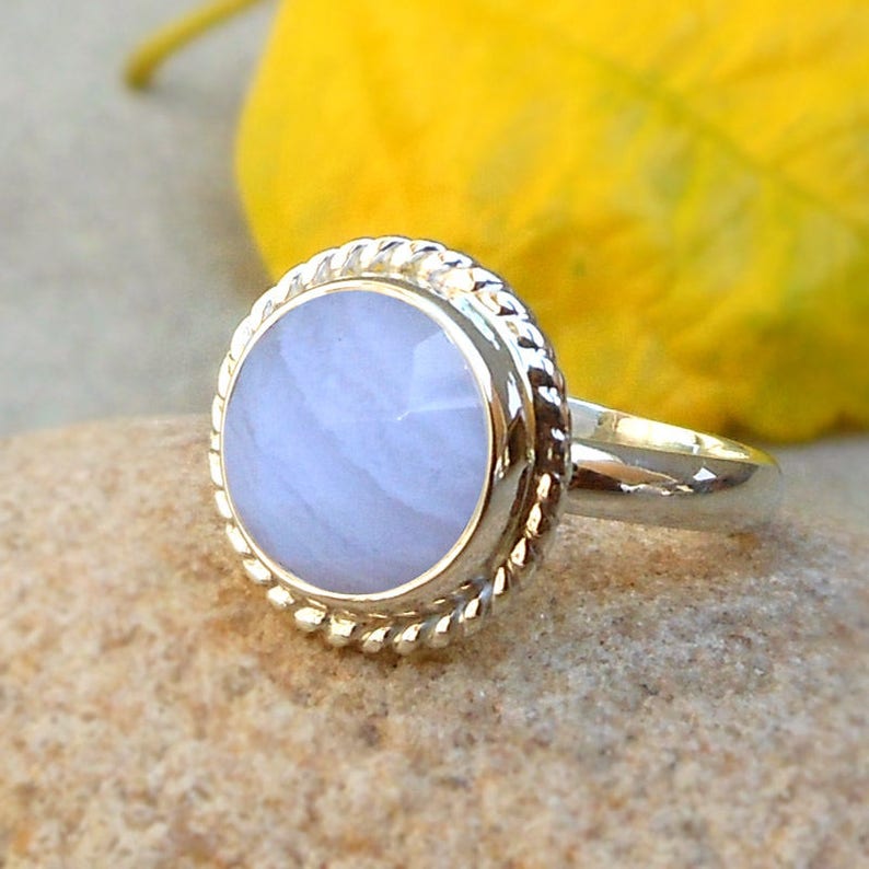 Blue Lace Agate Ring, Blue Lace Agate Jewelry, Blue Lace Agate Silver