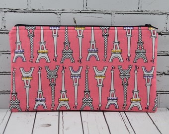 Eiffel Tower Pencil Case, Paris Themed Small Makeup Bag