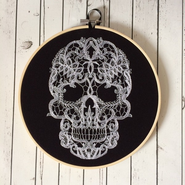 Gothic Skull Embroidered Wall Art, Halloween Decor